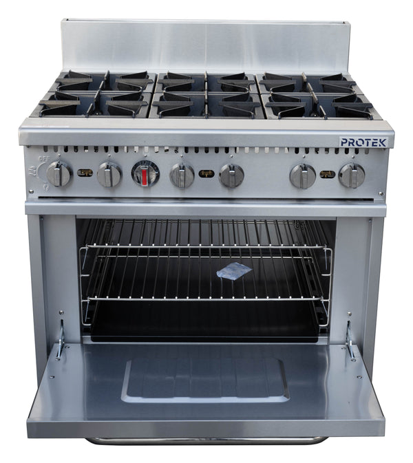 ESTUFA A GAS PROTEK EHGP-6Q 6 QUEMADORES CON HORNO